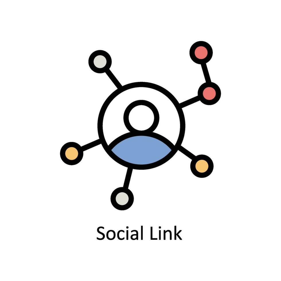 sociale collegamento vettore pieno schema icona design illustrazione. attività commerciale e gestione simbolo su bianca sfondo eps 10 file