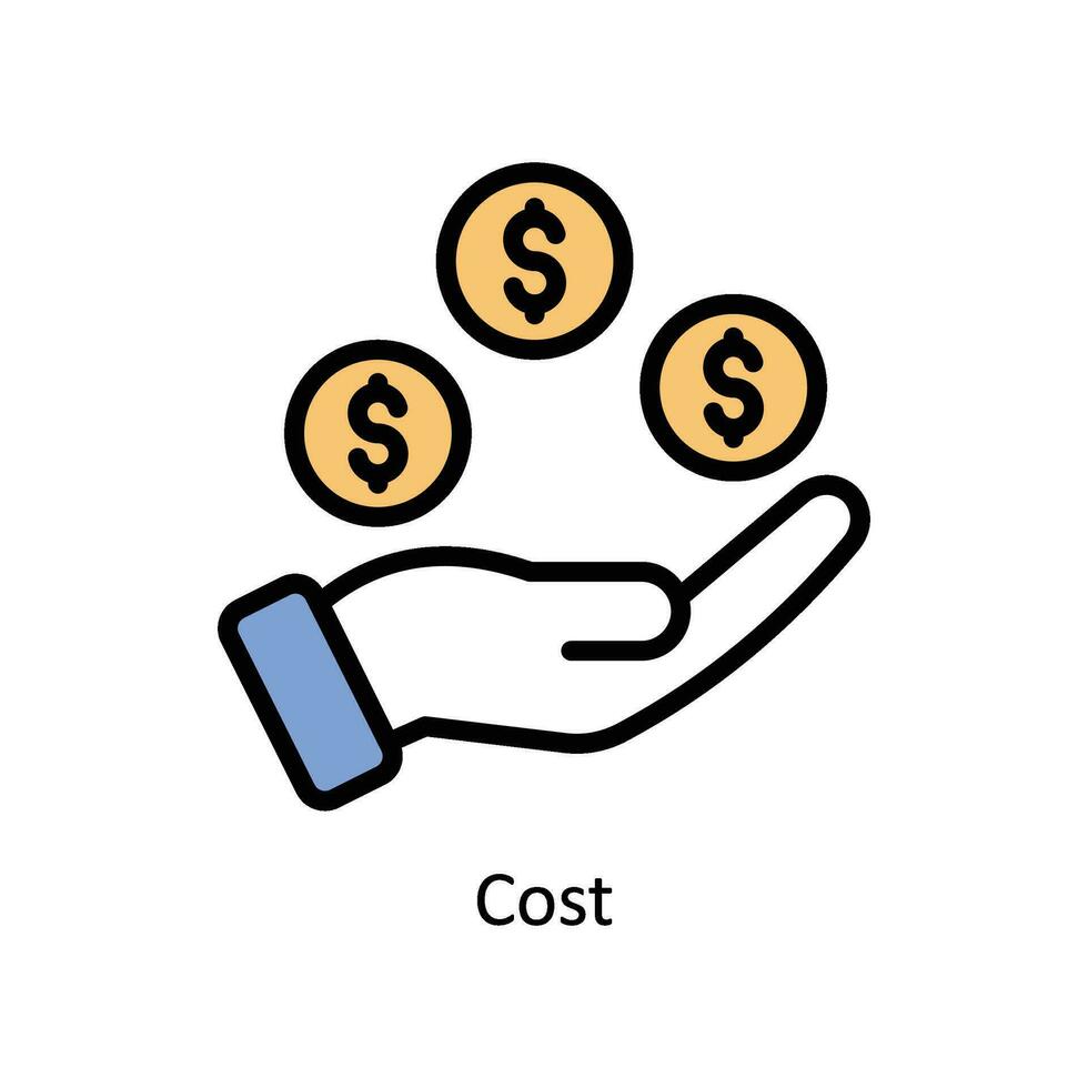 costo vettore pieno schema icona design illustrazione. attività commerciale e gestione simbolo su bianca sfondo eps 10 file