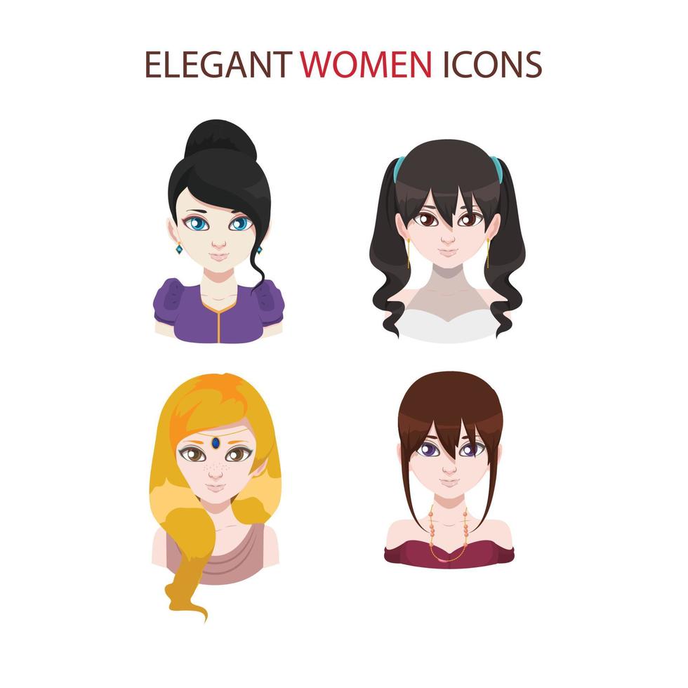 set di quattro icone di donne di classe vettore