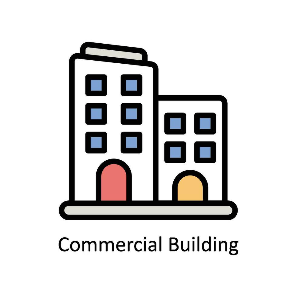 commerciale edificio vettore pieno schema icona design illustrazione. attività commerciale e gestione simbolo su bianca sfondo eps 10 file