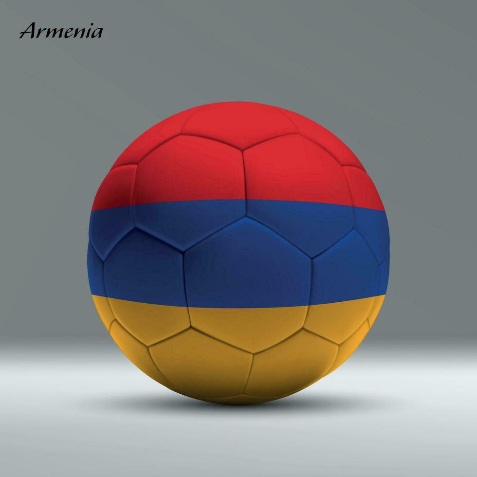 3d realistico calcio palla io con bandiera di Armenia su studio sfondo vettore