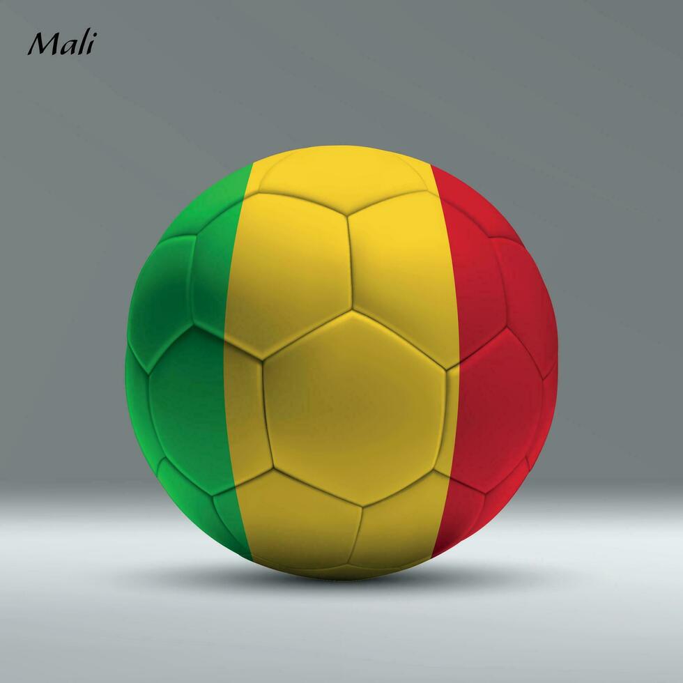 3d realistico calcio palla io con bandiera di mali su studio sfondo vettore