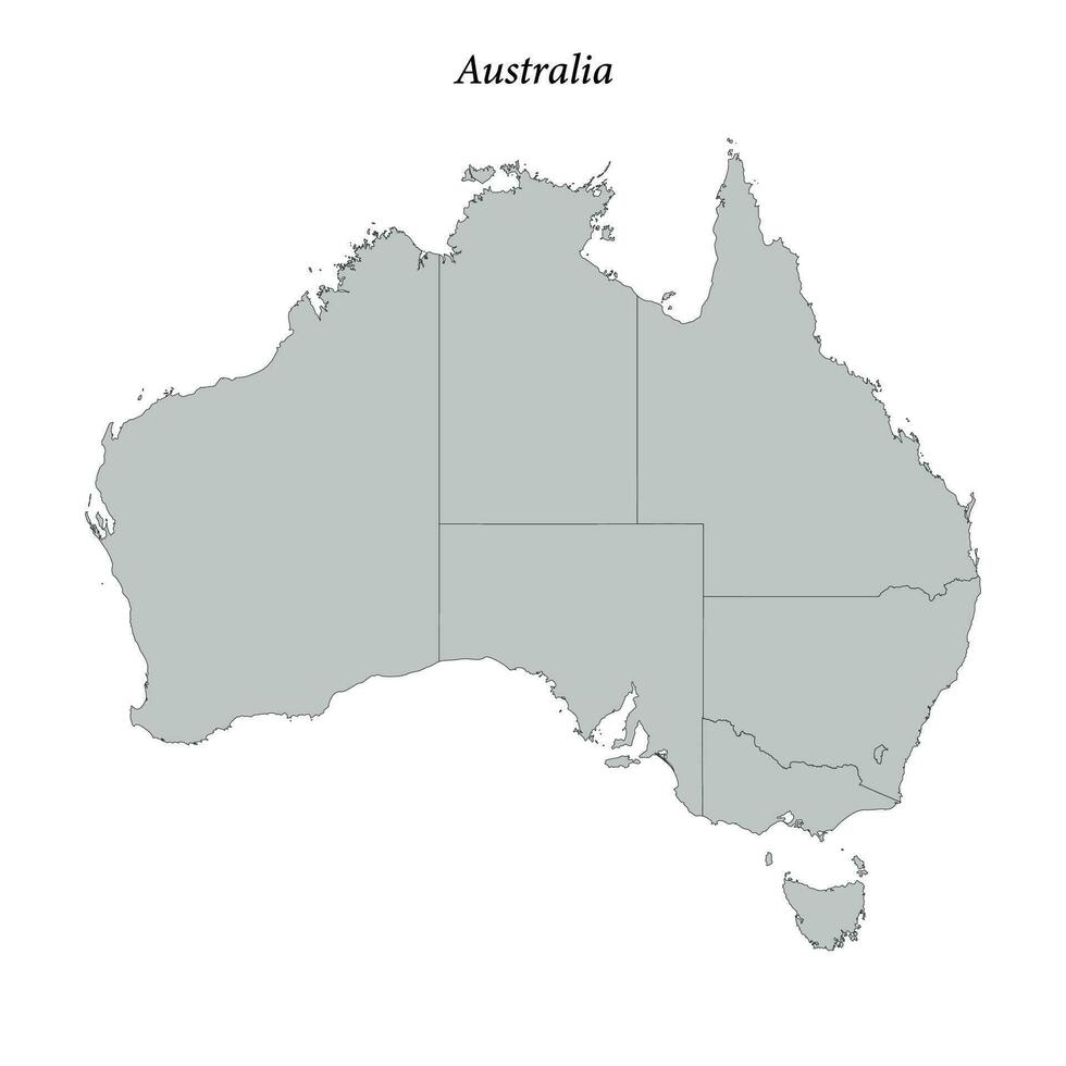 semplice piatto carta geografica di Australia con frontiere vettore