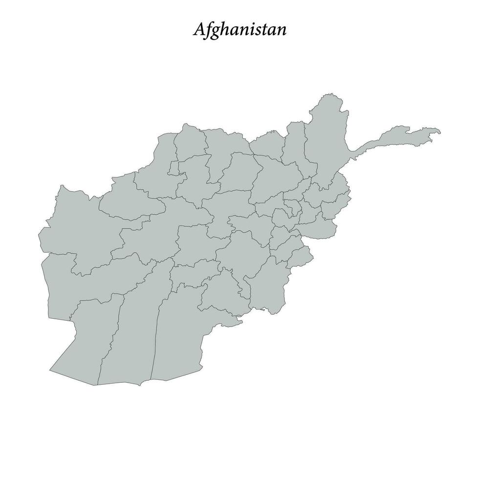 semplice piatto carta geografica di afghanistan con quartieri vettore