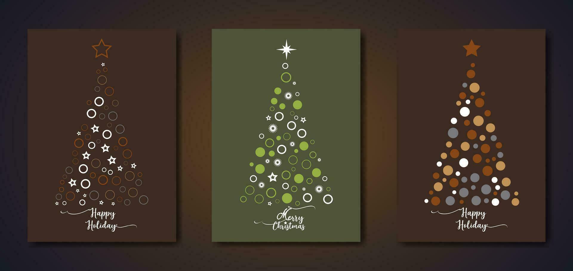 impostato carta di allegro Natale e contento vacanza, saluto carte, manifesti, nuovo anno copertine. design modelli con tipografia, stagione auguri nel Vintage ▾ minimalista stile per ragnatela, sociale media, Stampa vettore