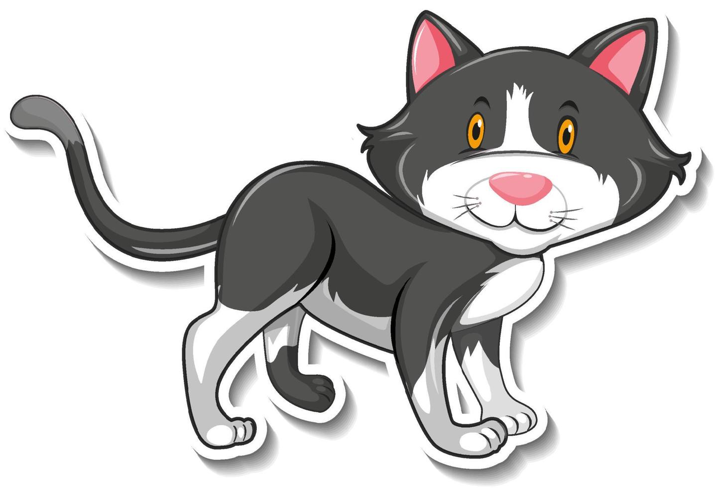 un modello di adesivo del personaggio dei cartoni animati di gatto vettore