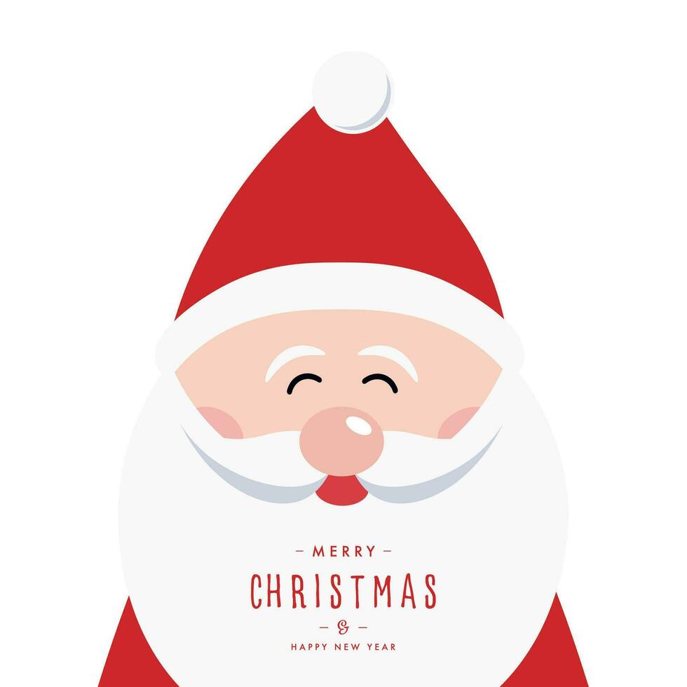allegro Natale Santa carino Sorridi cartone animato vettore isolato bianca sfondo