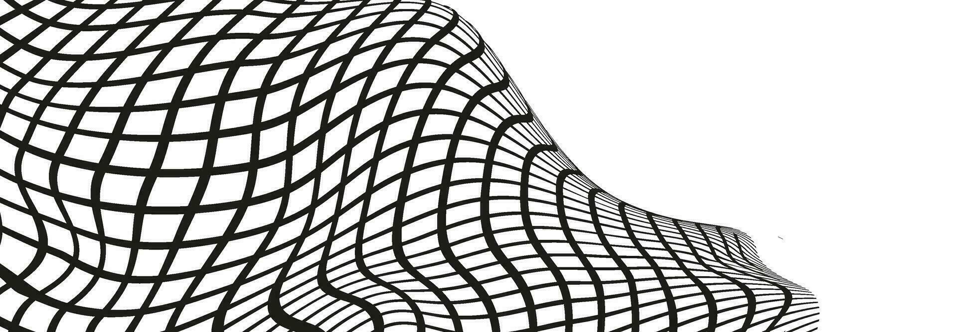 illustrazione di un' nero pesca o calcio net.a scacchi ondulato sfondo nel scarabocchio stile. vettore