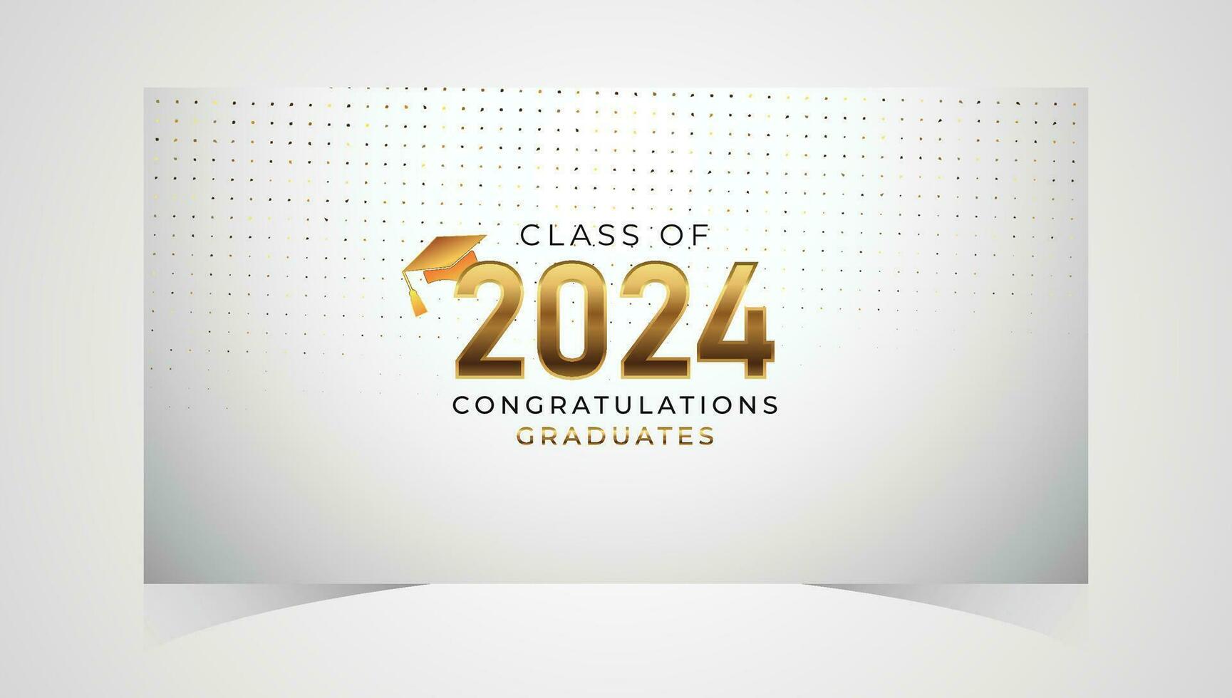 classe di 2024 Congratulazioni laureati. accademico berretto e diploma la laurea cerimonia. vettore modello per anziano classe di Università, anno 2024 striscione, festa, alto scuola o Università diplomato