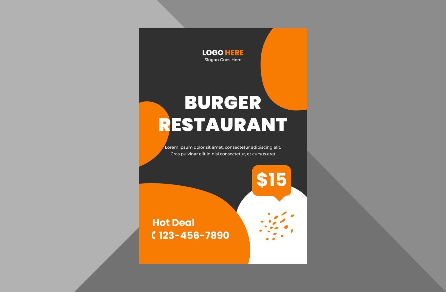 modello di progettazione flyer ristorante hamburger. modello di progettazione opuscolo del manifesto del menu di cibo speciale. modello a4, design brochure, copertina, volantino, poster, pronto per la stampa vettore