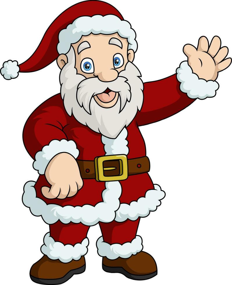 carino Santa Claus cartone animato agitando mano vettore