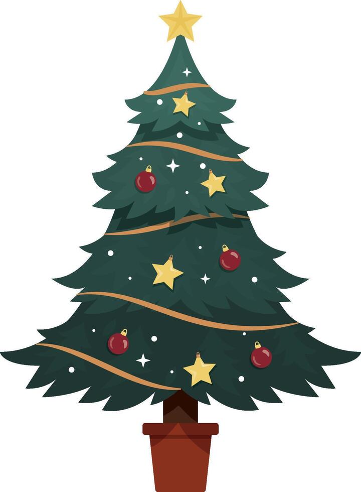 mano disegnato Vintage ▾ Natale albero con regali, natale giorno albero vettore