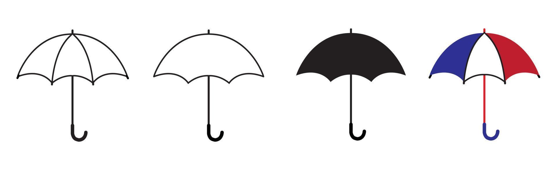 insieme dell'icona dell'ombrello. illustrazione vettoriale