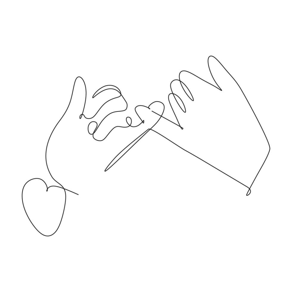 Pinky promettere Tenere dita mano continuo linea disegno vettore illustrazione