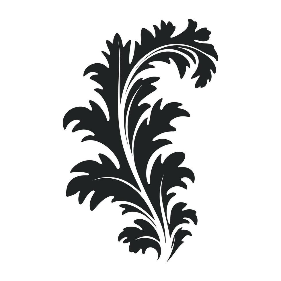 acanto vettore nero silhouette, decorativo ornamento elemento silhouette.