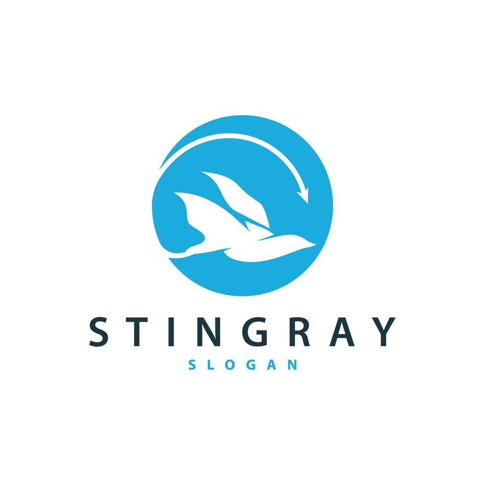 Stingray pesce logo oceano animale design semplice nero manta silhouette illustrazione vettore