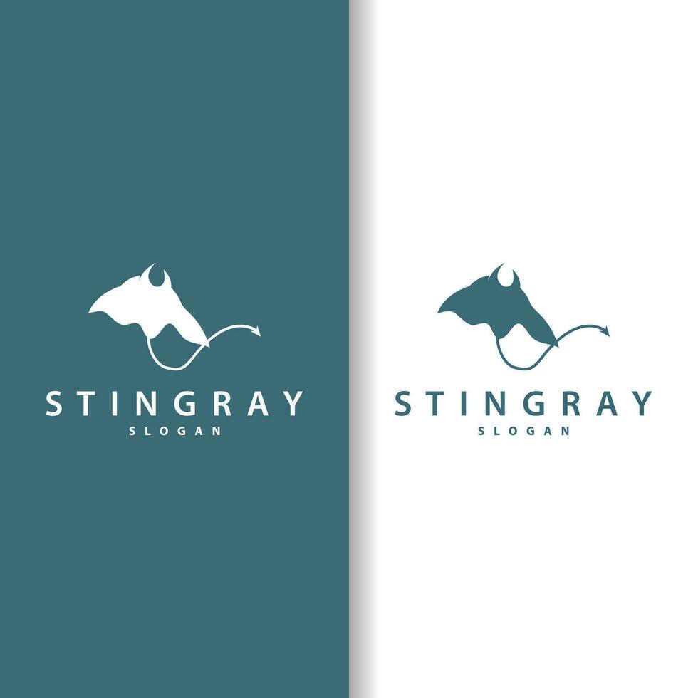 Stingray pesce logo oceano animale design semplice nero manta silhouette illustrazione vettore