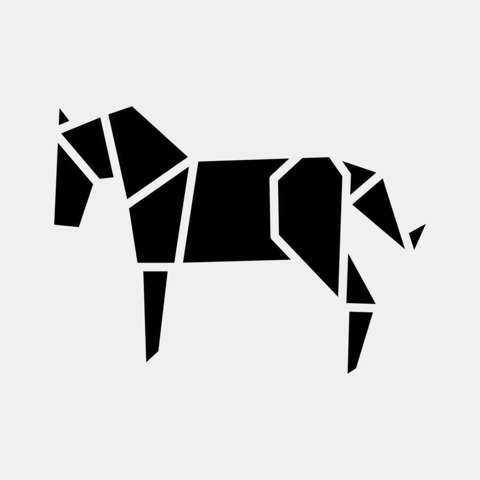 icona cavallo origami. Cinese zodiaco elementi. icone nel glifo stile. bene per stampe, manifesti, logo, annuncio, decorazione, infografica, eccetera. vettore