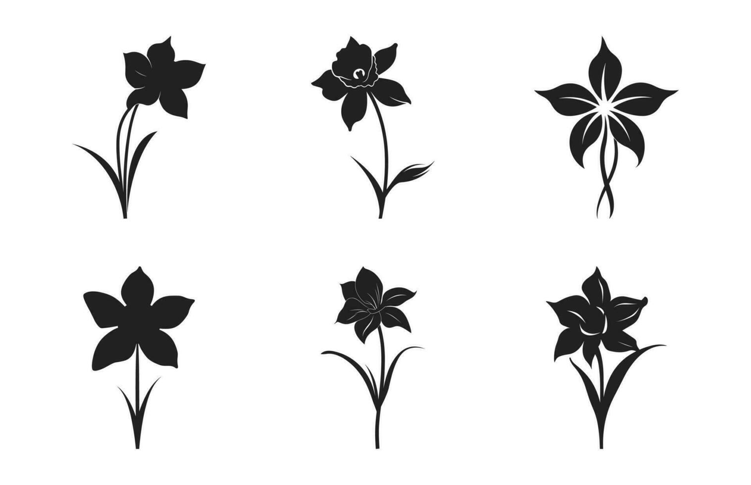 narciso fiore silhouette vettore impostare, narciso fiori clipart fascio