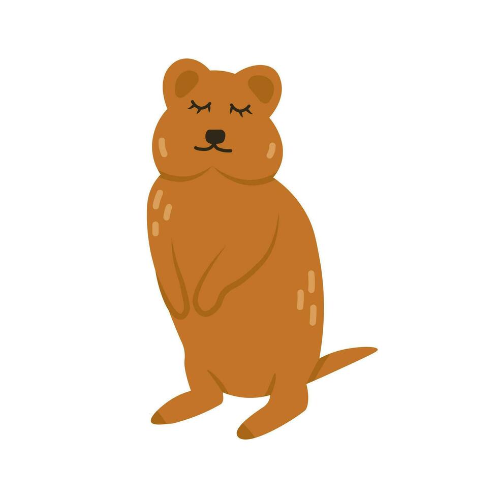 cartone animato Quokka animale isolato su bianca. carino carattere, vettore zoo, natura manifesto.