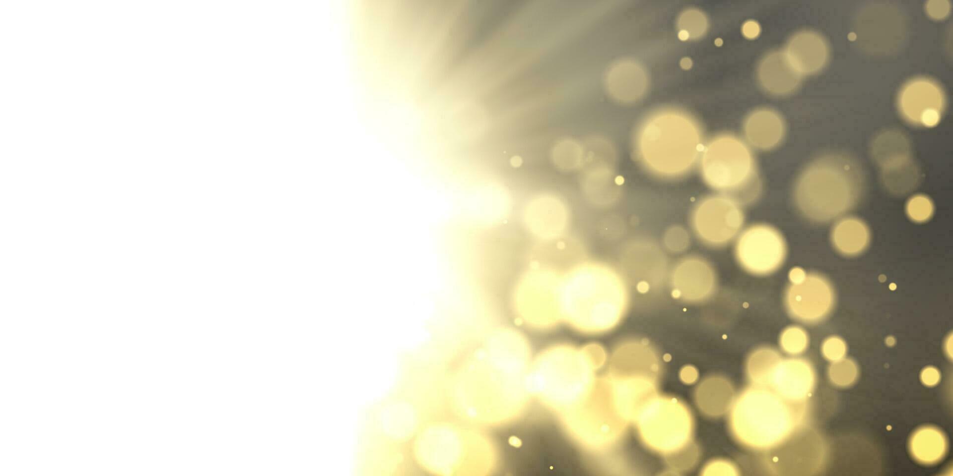 d'oro bokeh effetto su buio sfondo. raggiante d'oro luci per vacanze, Natale, nuovo anno. vettore illustrazione