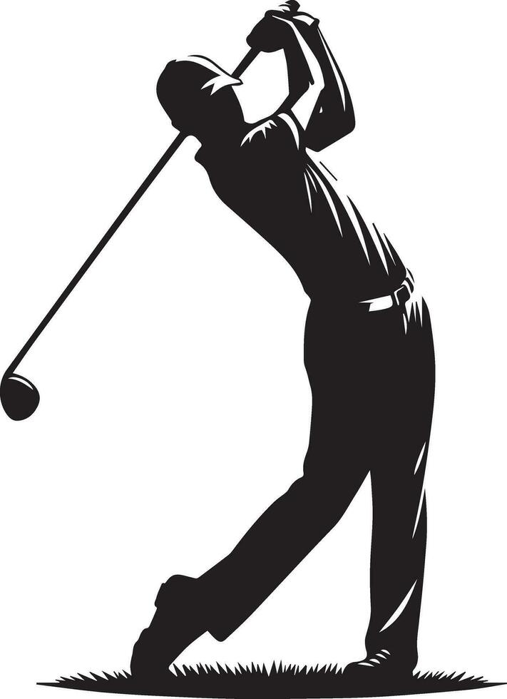golf swing giocatore posa vettore silhouette nero colore, bianca sfondo 2