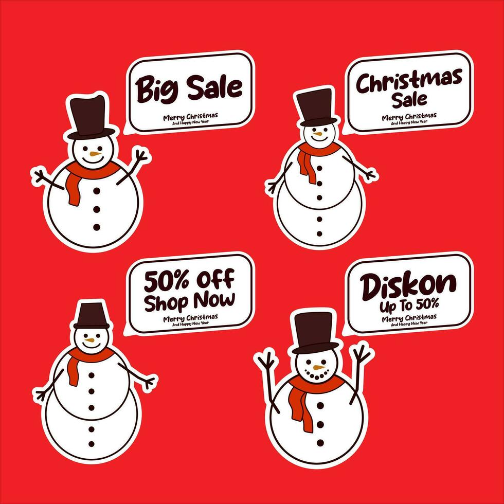 Natale vendita vettore con pupazzo di neve personaggio