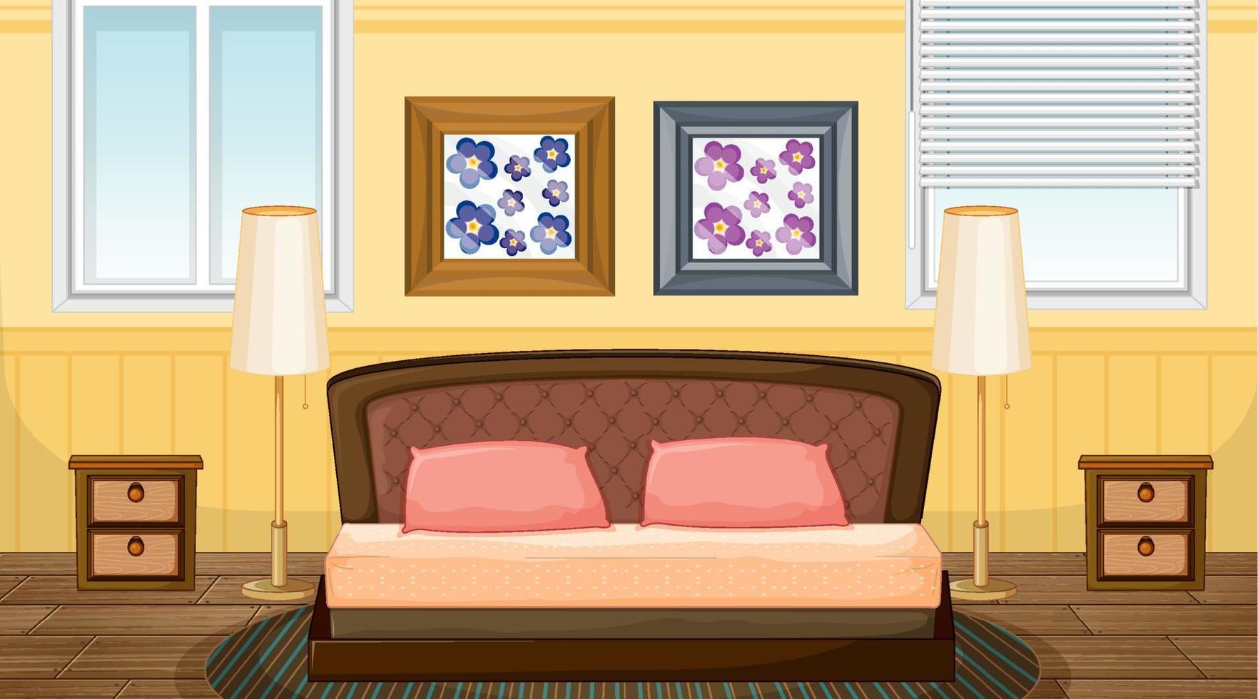 interior design della camera da letto con mobili vettore
