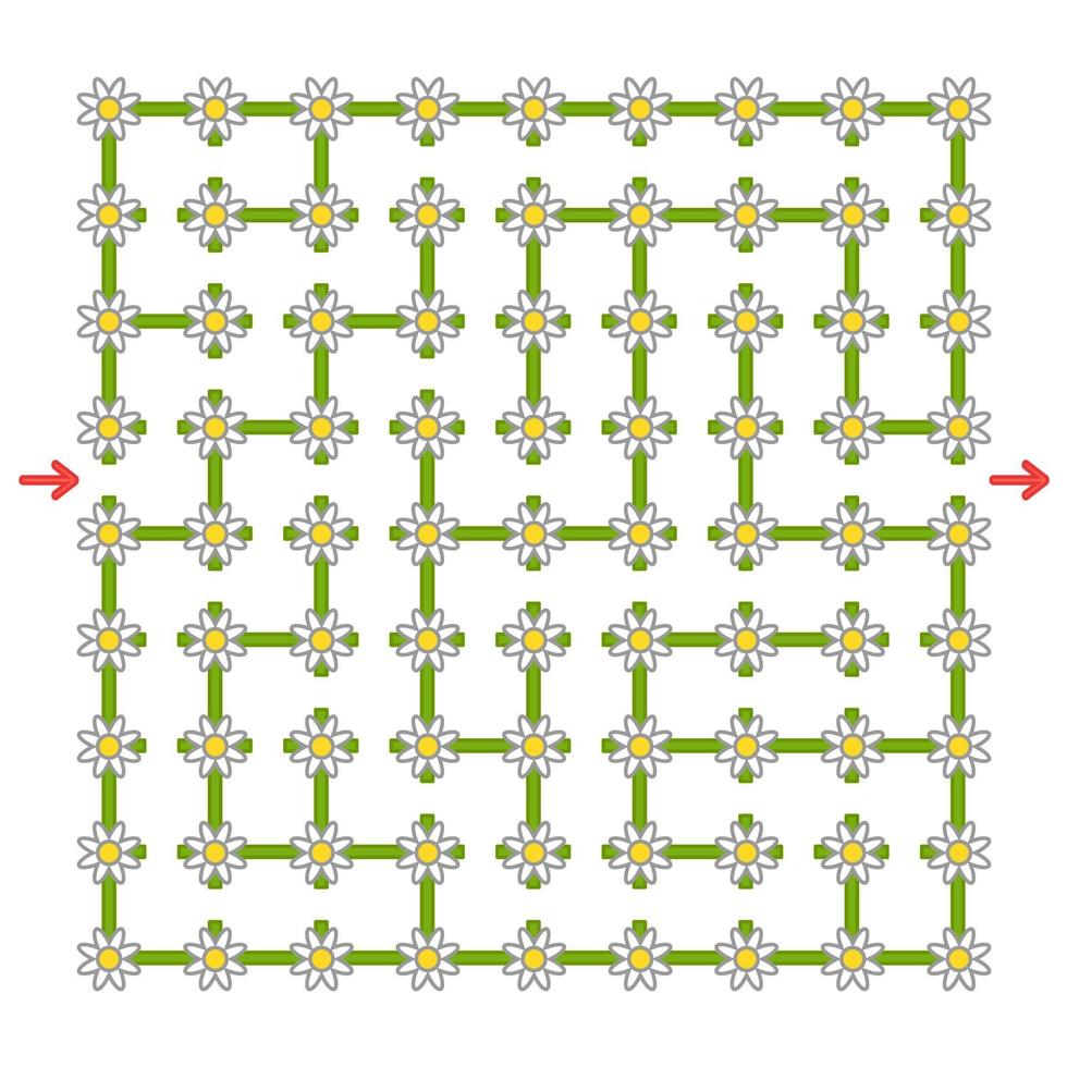 labirinto quadrato colorato con fiori. gioco di sviluppo per i bambini. semplice illustrazione vettoriale piatto isolato su sfondo bianco.
