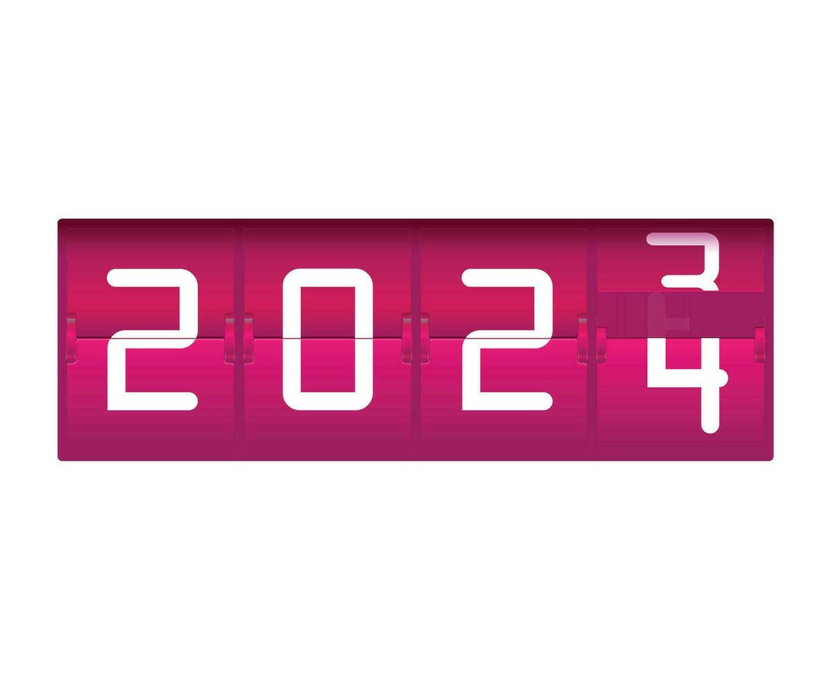 2024 contento nuovo anno astratto contatore rosa e bianca grafico design vettore logo simbolo illustrazione