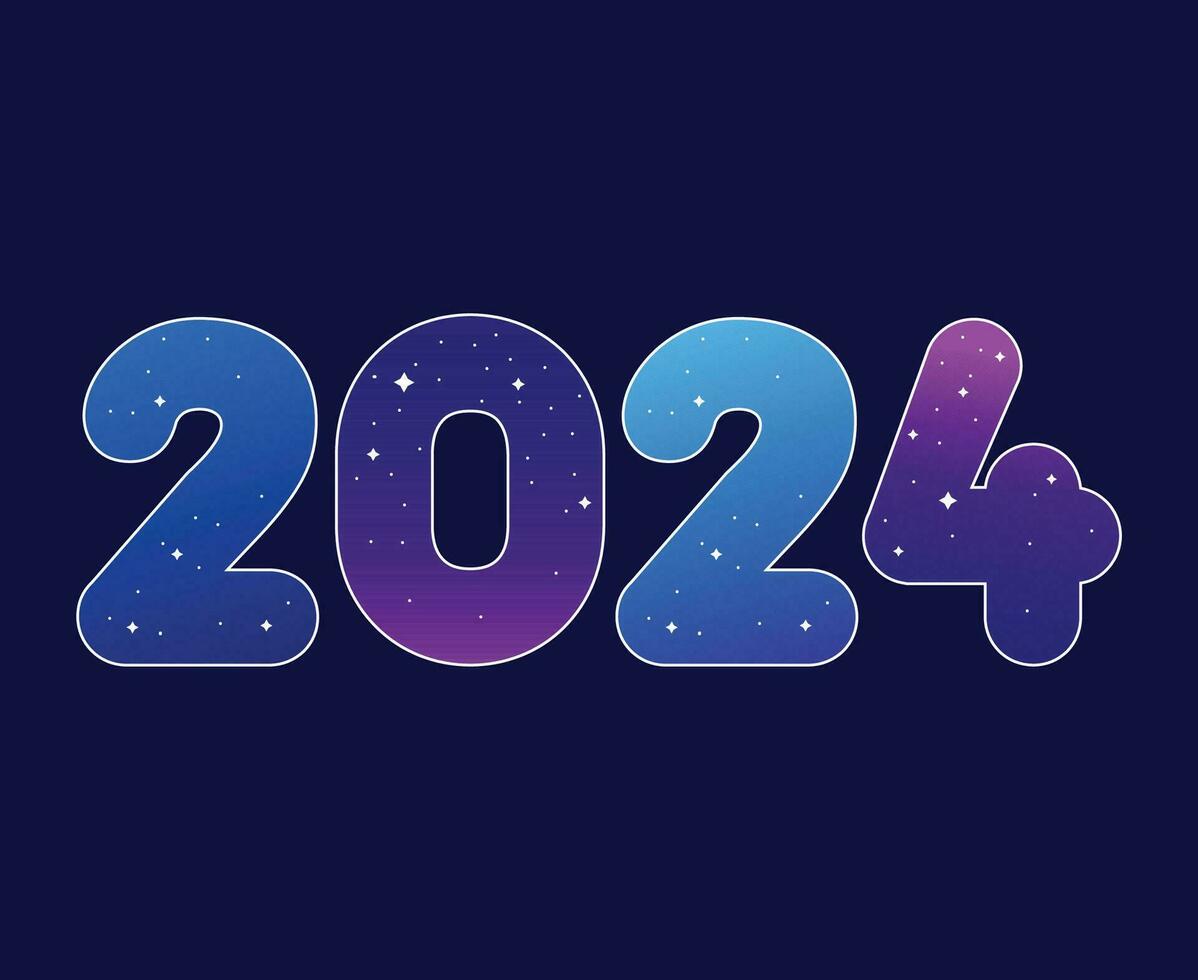 2024 contento nuovo anno astratto blu e viola grafico design vettore logo simbolo illustrazione