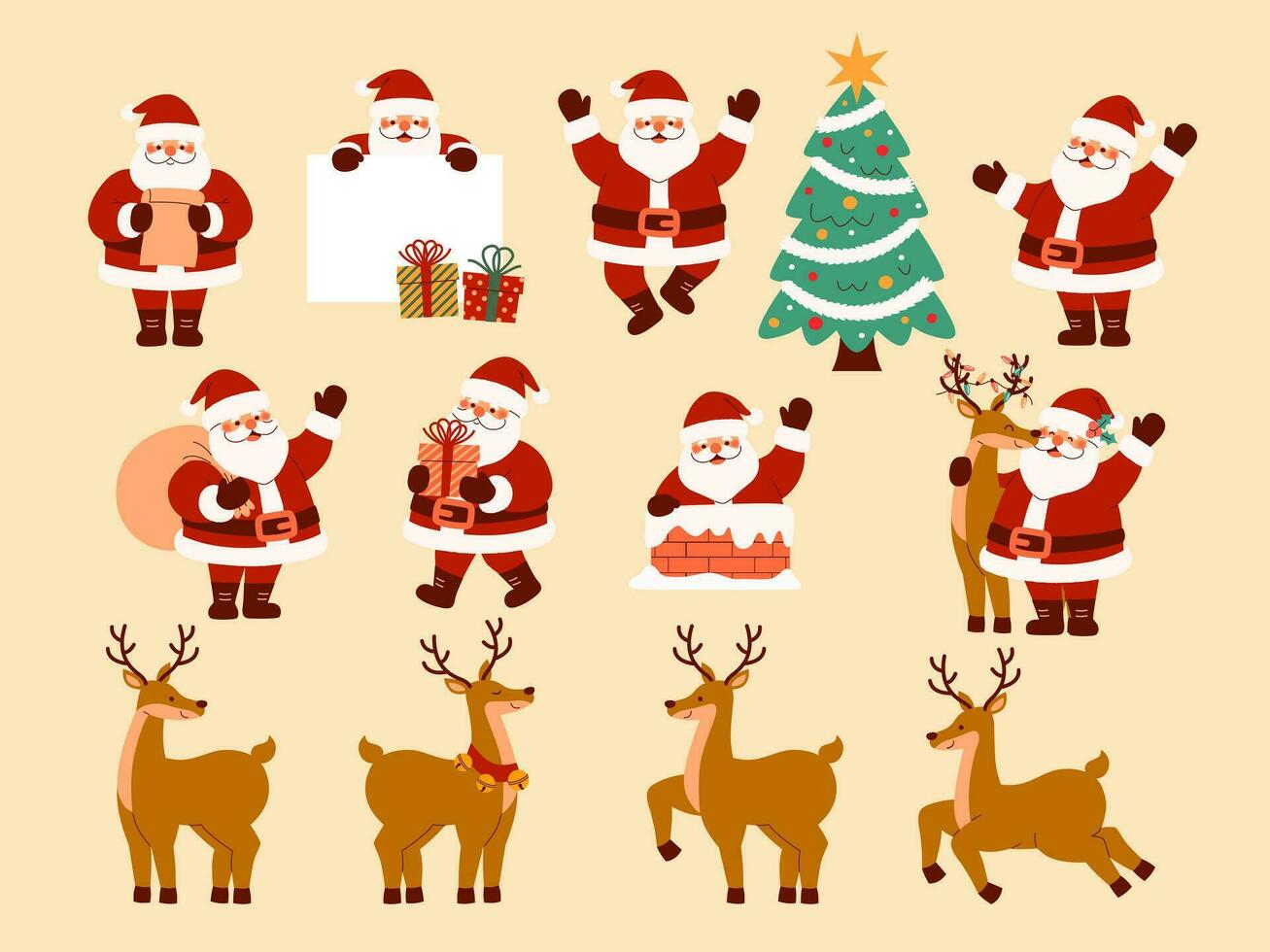 Natale Santa Claus elementi collezione vettore