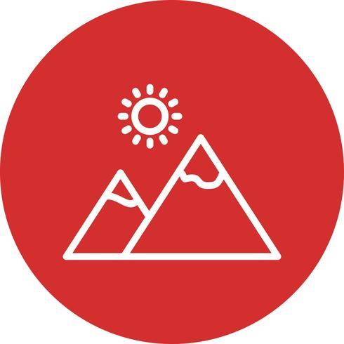 Montagna con icona del sole vettoriale