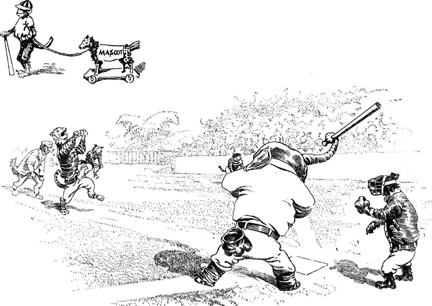 baseball nel Jungleville 1, Vintage ▾ illustrazione vettore