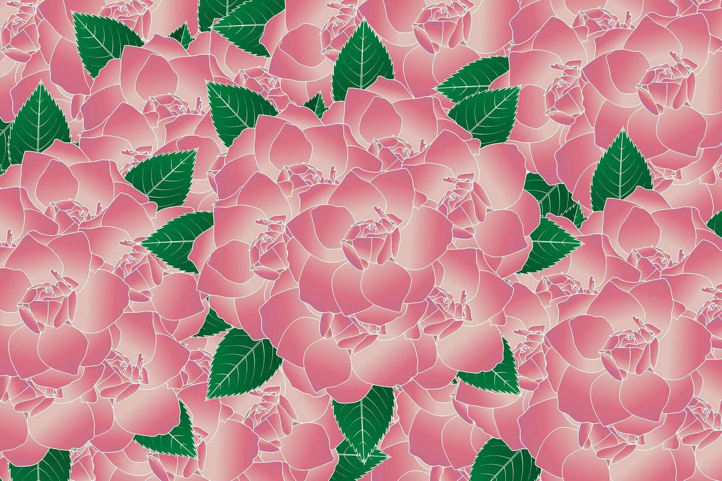 illustrazione mazzo di rosa rosa fiore con le foglie sfondo. vettore