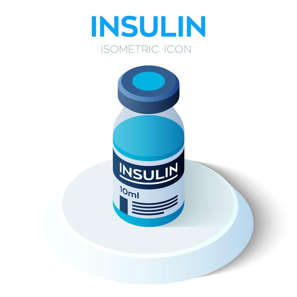 icona isometrica della fiala di insulina. fiala di insulina. controlla il tuo diabete creato per mobile, web, arredamento, prodotti di stampa, applicazione. perfetto per web design, banner e presentazioni. illustrazione vettoriale. vettore