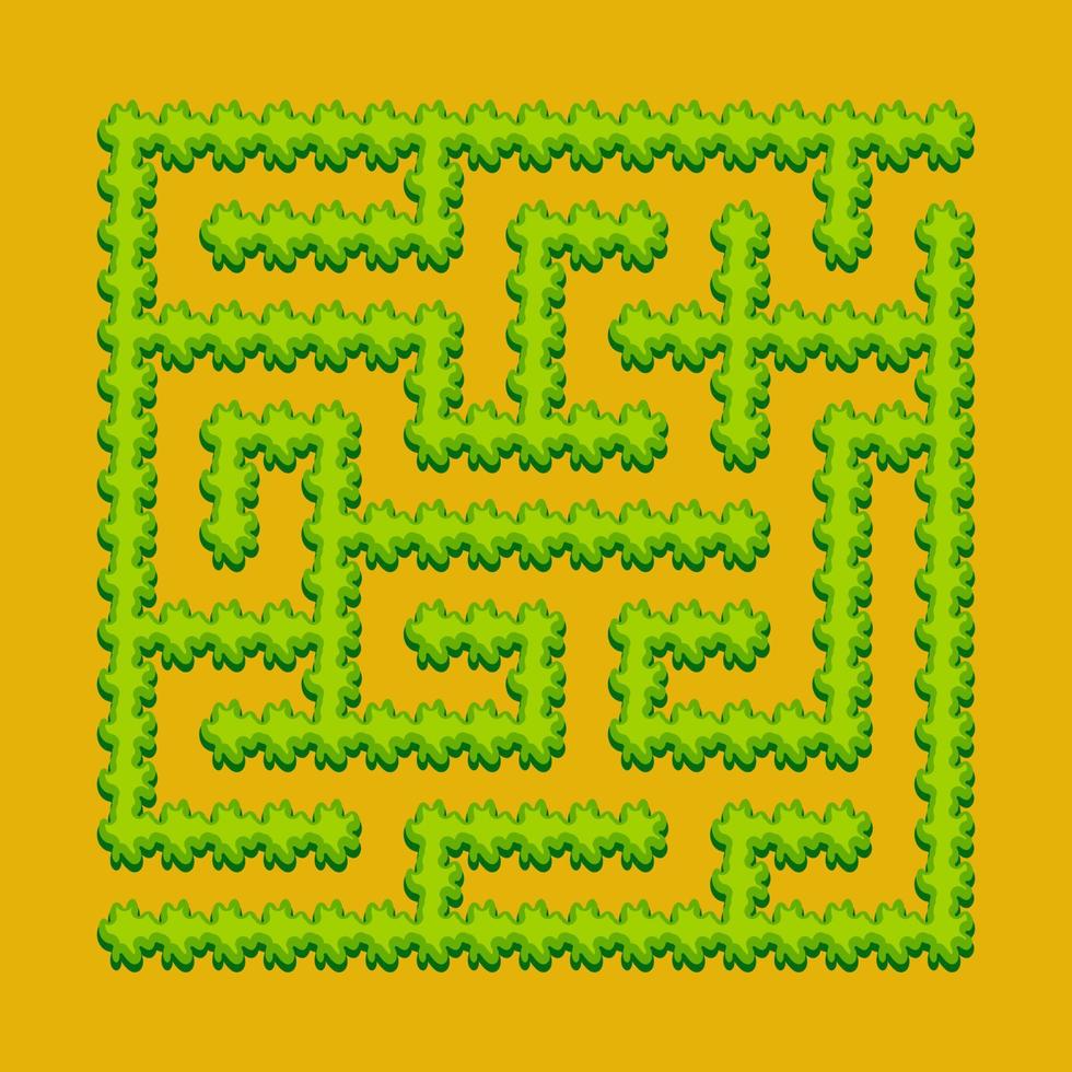 labirinto quadrato astratto - giardino verde, arbusti. gioco per bambini. puzzle per bambini. un ingresso, un'uscita. enigma del labirinto. illustrazione vettoriale. vettore