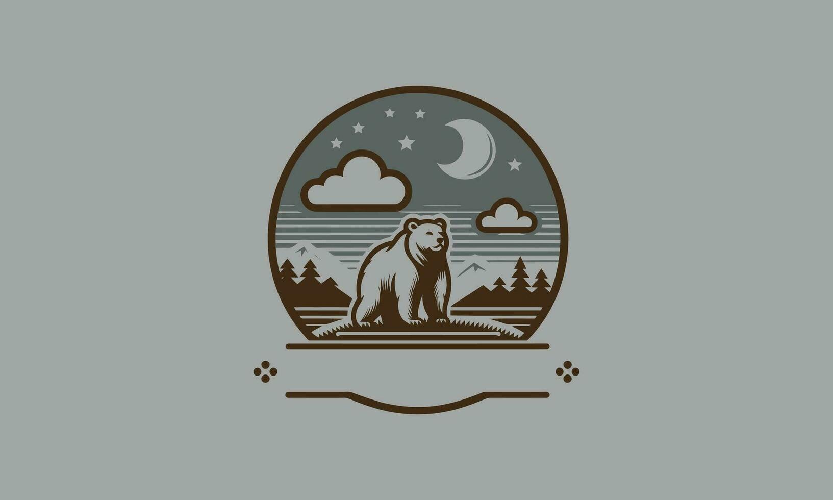 orso su foresta vettore illustrazione logo design