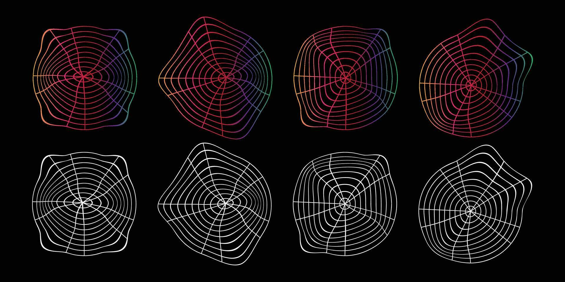collezione di colorato 3d sfera maglia. unico forme struttura modello concetto con puntini e linea griglia vettore