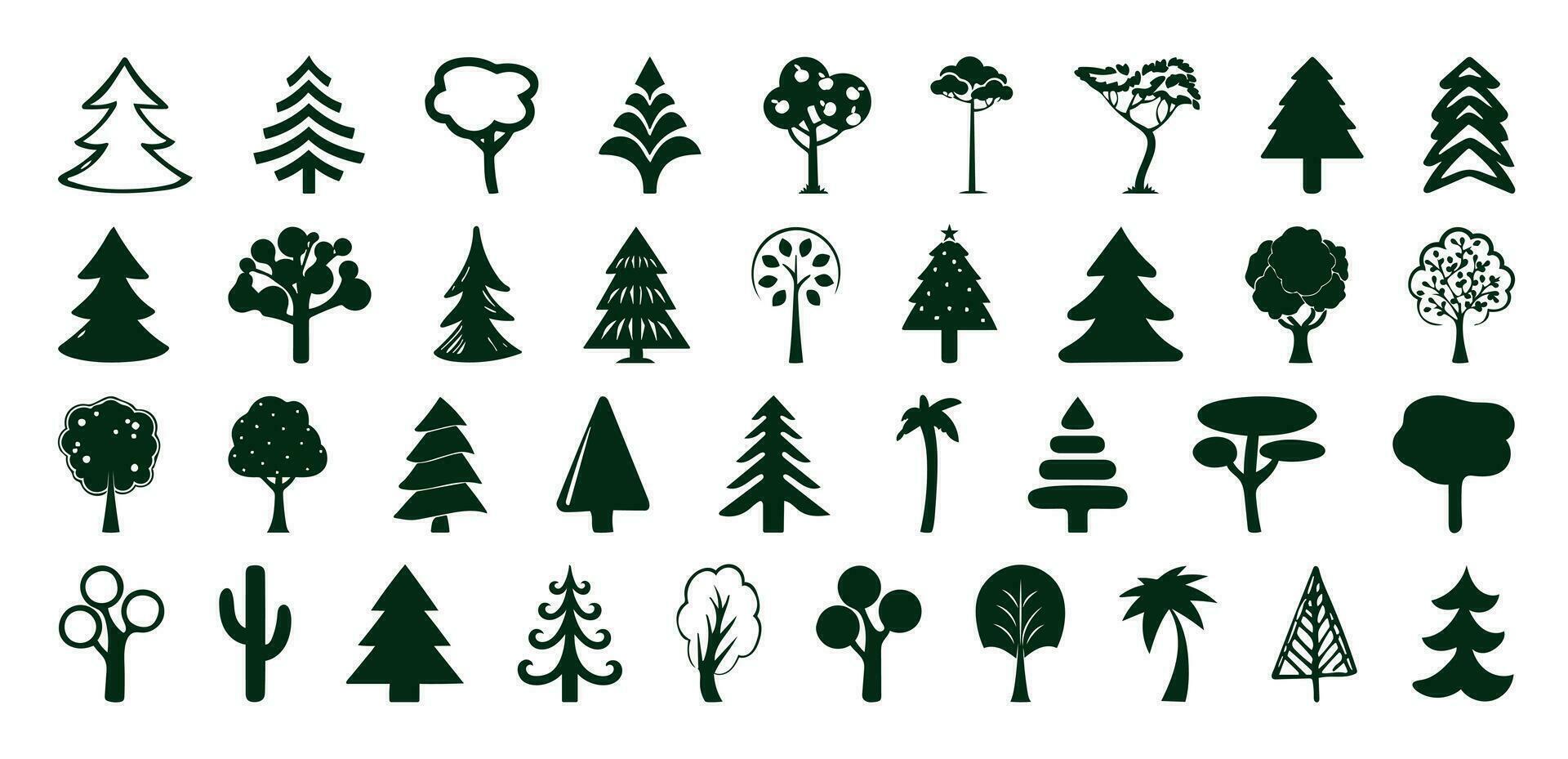 impostato di alberi icona vettore segni isolato su un' bianca sfondo.