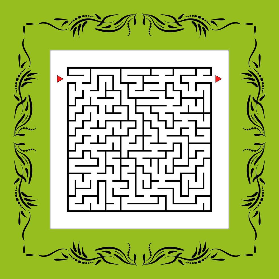 labirinto quadrato astratto in cornice d'epoca. gioco per bambini. puzzle per bambini. un ingresso, un'uscita. enigma del labirinto. illustrazione vettoriale piatto.