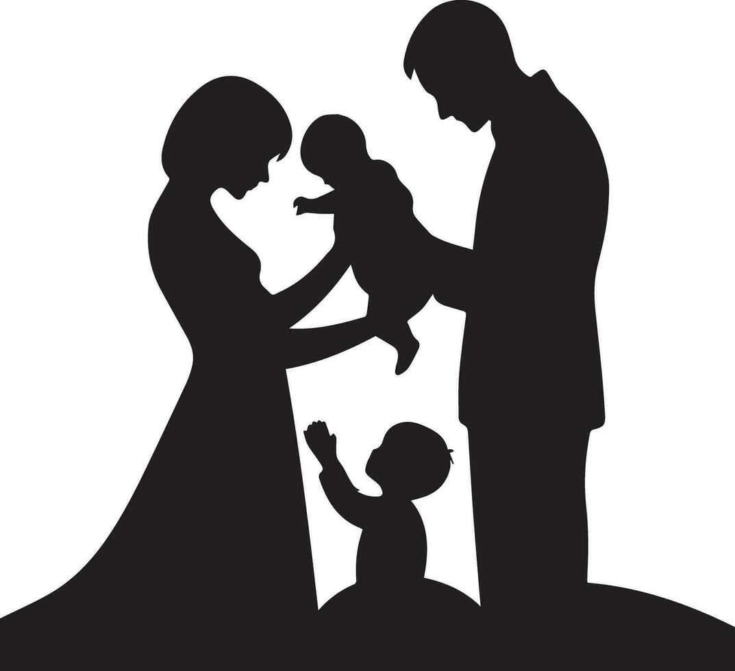 famiglia silhouette isolato al di sopra di bianca sfondo modificabile vettore illustrazione