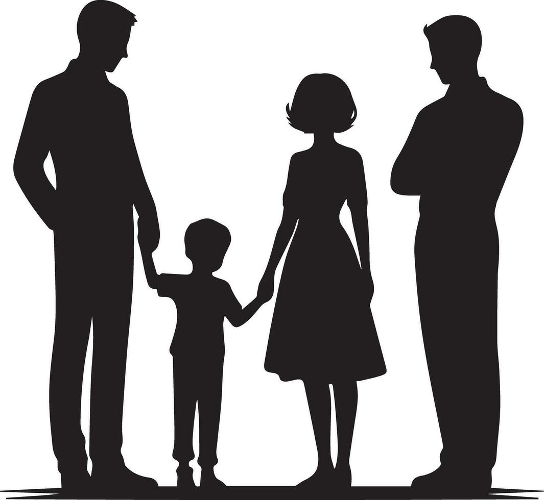 famiglia silhouette isolato al di sopra di bianca sfondo modificabile vettore illustrazione