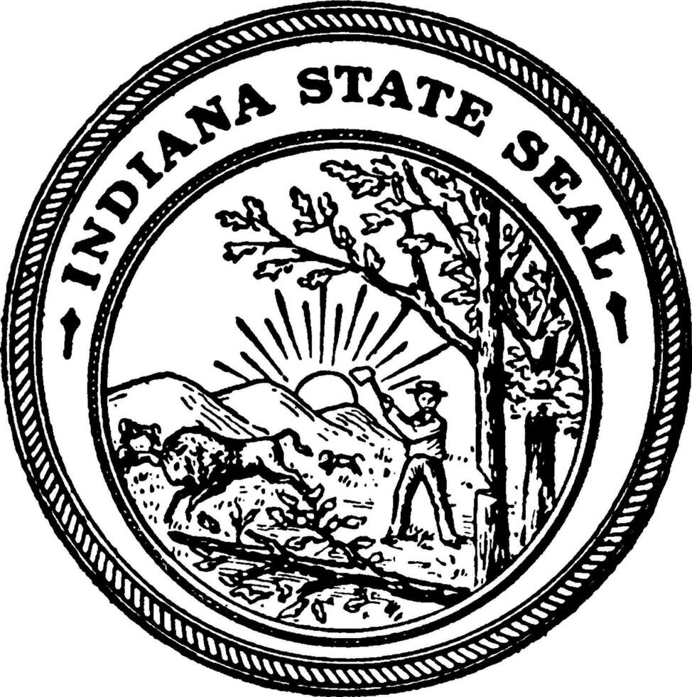 il foca di il stato di Indiana, Vintage ▾ illustrazione vettore