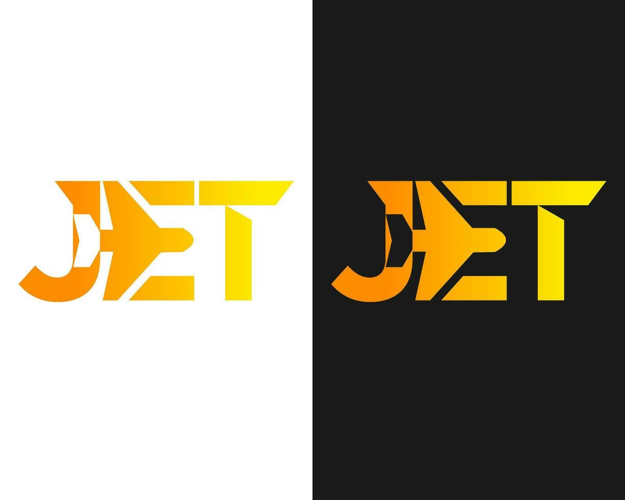 lettera e marchio di parole volante Jet mezzi di trasporto logo design. vettore