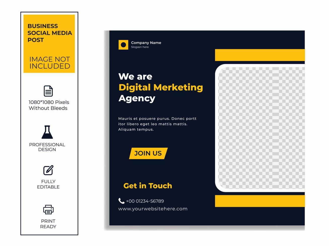 banner di marketing aziendale digitale per la progettazione di post sui social media. disegno vettoriale. vettore