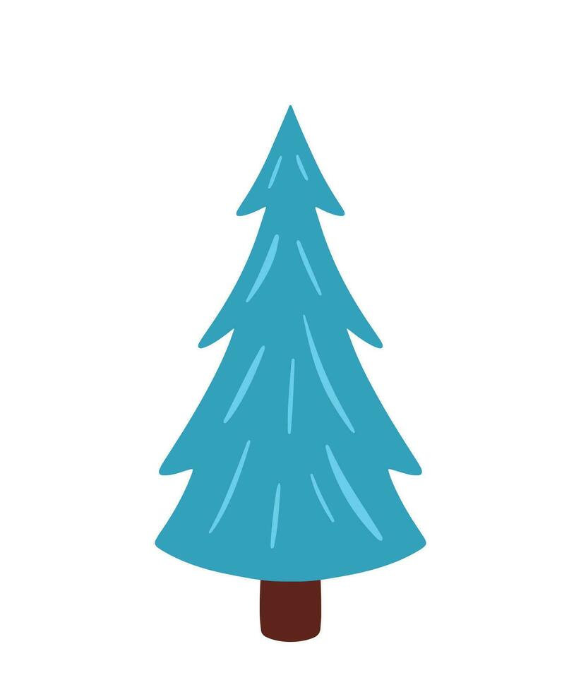 inverno albero con neve nel rami animato cartone animato piatto vettore illustrazione