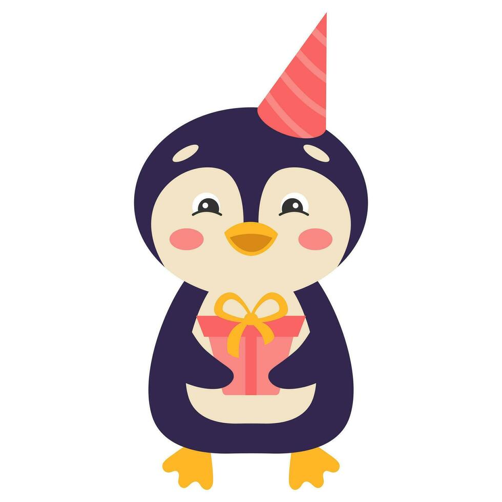 carino cartone animato pinguini con un' regalo. vettore illustrazione.