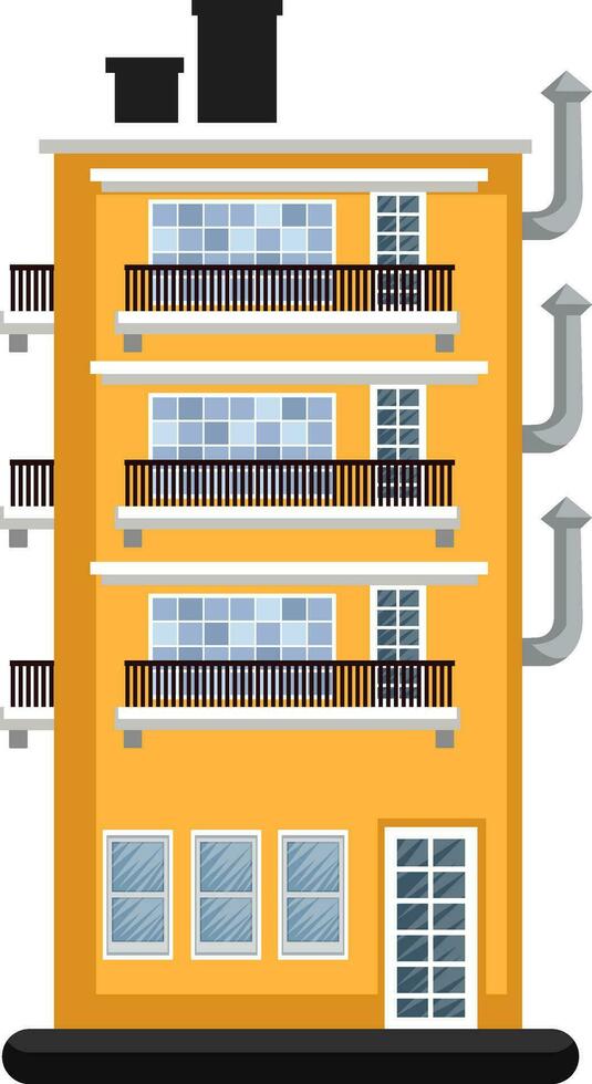 cartone animato arancia edificio con tre piani vettore illustrazione su bianca sfondo