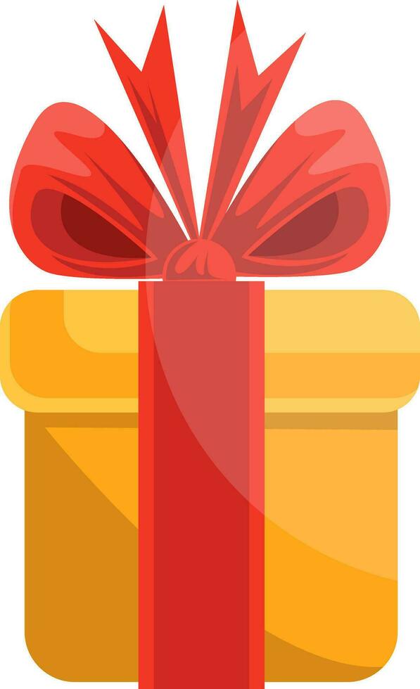 Natale regalo nel giallo carta con rosso cravatta e arco vettore illustrazione su un' bianca sfondo
